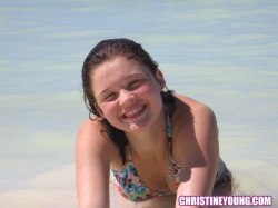 Christine Young wet in sea