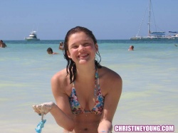 Christine Young wet in sea