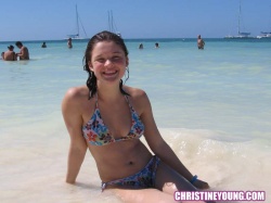 Christine Young wet in sea