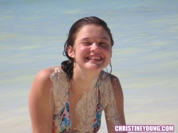 Christine Young wet in sea