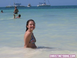 Christine Young wet in sea