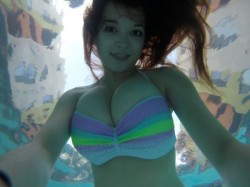 busty bikini babe Tessa Fowler underwater in pool
